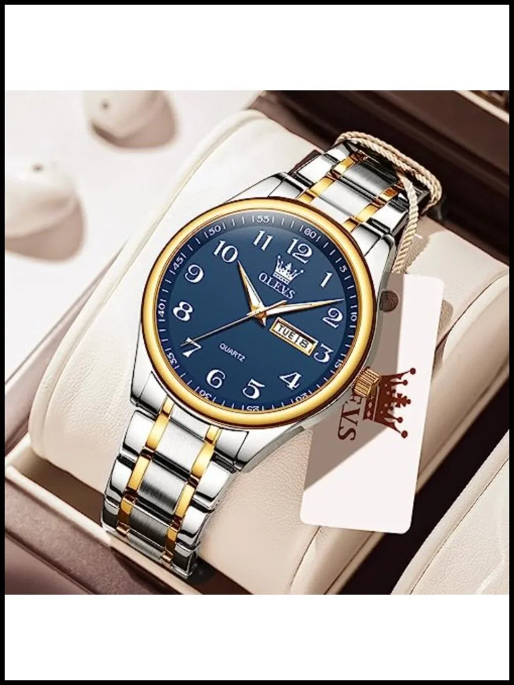 Men's Stainless Steel Analog Watch with Date Window, Classic Quartz Wrist Watch